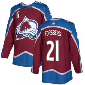Authentic Adidas Youth Peter Forsberg Burgundy Home 2022 Stanley Cup Final Patch Jersey - NHL Colorado Avalanche