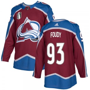 Authentic Adidas Youth Jean-Luc Foudy Burgundy Home 2022 Stanley Cup Final Patch Jersey - NHL Colorado Avalanche