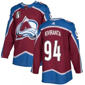 Authentic Adidas Youth Joel Kiviranta Burgundy Home 2022 Stanley Cup Final Patch Jersey - NHL Colorado Avalanche