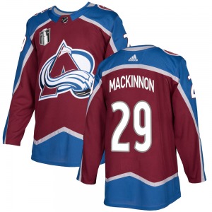 Authentic Adidas Youth Nathan MacKinnon Burgundy Home 2022 Stanley Cup Final Patch Jersey - NHL Colorado Avalanche