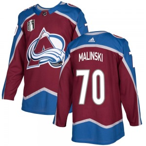 Authentic Adidas Youth Sam Malinski Burgundy Home 2022 Stanley Cup Final Patch Jersey - NHL Colorado Avalanche