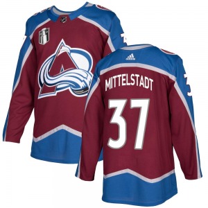 Authentic Adidas Youth Casey Mittelstadt Burgundy Home 2022 Stanley Cup Final Patch Jersey - NHL Colorado Avalanche
