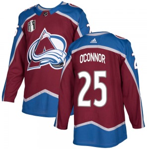 Authentic Adidas Youth Logan O'Connor Burgundy Home 2022 Stanley Cup Final Patch Jersey - NHL Colorado Avalanche