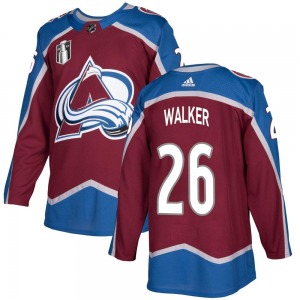 Authentic Adidas Youth Sean Walker Burgundy Home 2022 Stanley Cup Final Patch Jersey - NHL Colorado Avalanche