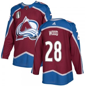 Authentic Adidas Youth Miles Wood Burgundy Home 2022 Stanley Cup Final Patch Jersey - NHL Colorado Avalanche