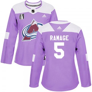 Authentic Adidas Women's Rob Ramage Purple Fights Cancer Practice 2022 Stanley Cup Final Patch Jersey - NHL Colorado Avalanche