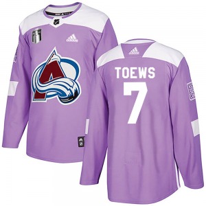 Authentic Adidas Youth Devon Toews Purple Fights Cancer Practice 2022 Stanley Cup Final Patch Jersey - NHL Colorado Avalanche