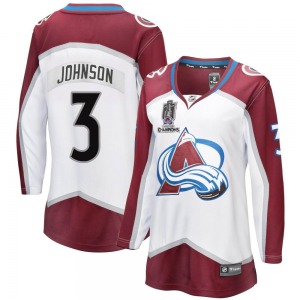 Breakaway Fanatics Branded Women's Jack Johnson White Away 2022 Stanley Cup Champions Jersey - NHL Colorado Avalanche