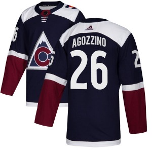 Authentic Adidas Youth Andrew Agozzino Navy Alternate Jersey - NHL Colorado Avalanche