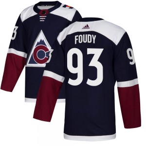Authentic Adidas Youth Jean-Luc Foudy Navy Alternate Jersey - NHL Colorado Avalanche