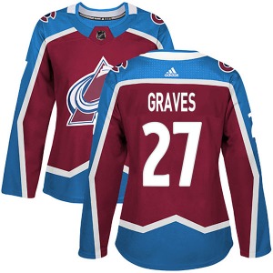 Authentic Adidas Women's Ryan Graves Burgundy Home Jersey - NHL Colorado Avalanche
