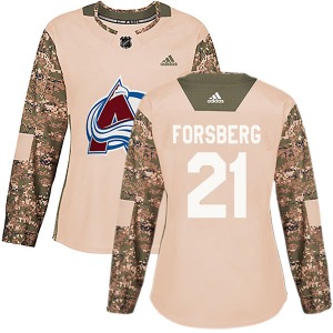 Authentic Adidas Women's Peter Forsberg Camo Veterans Day Practice Jersey - NHL Colorado Avalanche