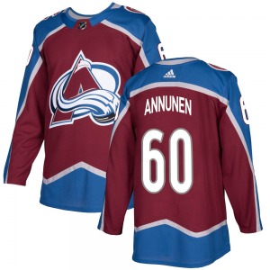 Authentic Adidas Youth Justus Annunen Burgundy Home Jersey - NHL Colorado Avalanche