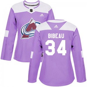 Authentic Adidas Women's Antoine Bibeau Purple Fights Cancer Practice Jersey - NHL Colorado Avalanche