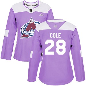 Authentic Adidas Women's Ian Cole Purple Fights Cancer Practice Jersey - NHL Colorado Avalanche