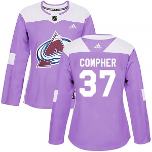 Authentic Adidas Women's J.t. Compher Purple J.T. Compher Fights Cancer Practice Jersey - NHL Colorado Avalanche