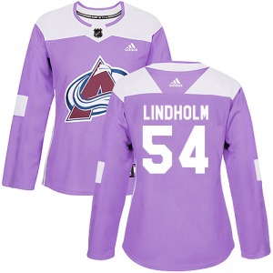 Authentic Adidas Women's Anton Lindholm Purple Fights Cancer Practice Jersey - NHL Colorado Avalanche