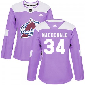 Authentic Adidas Women's Jacob MacDonald Purple Fights Cancer Practice Jersey - NHL Colorado Avalanche