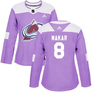 Authentic Adidas Women's Cale Makar Purple Fights Cancer Practice Jersey - NHL Colorado Avalanche