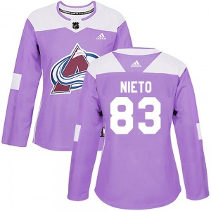 Authentic Adidas Women's Matt Nieto Purple Fights Cancer Practice Jersey - NHL Colorado Avalanche