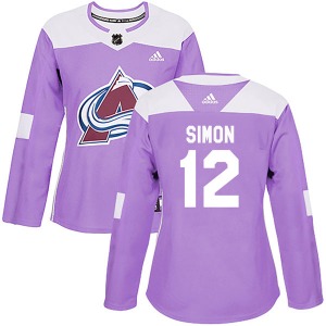 Authentic Adidas Women's Chris Simon Purple Fights Cancer Practice Jersey - NHL Colorado Avalanche
