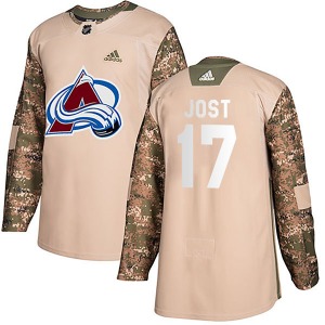 Authentic Adidas Youth Tyson Jost Camo Veterans Day Practice Jersey - NHL Colorado Avalanche
