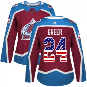 Authentic Adidas Women's A.J. Greer Red Burgundy USA Flag Fashion Jersey - NHL Colorado Avalanche