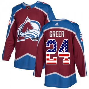 Authentic Adidas Youth A.J. Greer Red Burgundy USA Flag Fashion Jersey - NHL Colorado Avalanche