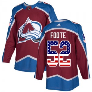 Authentic Adidas Youth Adam Foote Red Burgundy USA Flag Fashion Jersey - NHL Colorado Avalanche