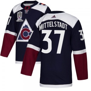 Authentic Adidas Youth Casey Mittelstadt Navy Alternate 2022 Stanley Cup Champions Jersey - NHL Colorado Avalanche