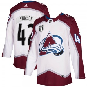 Authentic Adidas Youth Josh Manson White 2020/21 Away 2022 Stanley Cup Final Patch Jersey - NHL Colorado Avalanche
