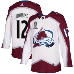 Authentic Adidas Adult Brandon Duhaime White 2020/21 Away 2022 Stanley Cup Champions Jersey - NHL Colorado Avalanche
