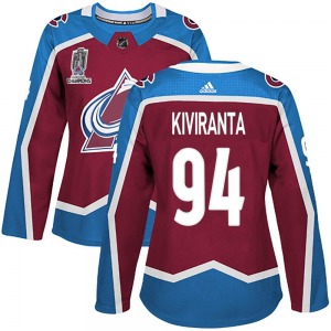Authentic Adidas Women's Joel Kiviranta Burgundy Home 2022 Stanley Cup Champions Jersey - NHL Colorado Avalanche