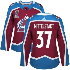 Authentic Adidas Women's Casey Mittelstadt Burgundy Home 2022 Stanley Cup Champions Jersey - NHL Colorado Avalanche