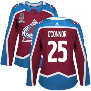 Authentic Adidas Women's Logan O'Connor Burgundy Home 2022 Stanley Cup Champions Jersey - NHL Colorado Avalanche