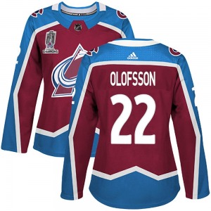 Authentic Adidas Women's Fredrik Olofsson Burgundy Home 2022 Stanley Cup Champions Jersey - NHL Colorado Avalanche