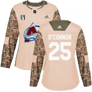 Authentic Adidas Women's Logan O'Connor Camo Veterans Day Practice 2022 Stanley Cup Final Patch Jersey - NHL Colorado Avalanche