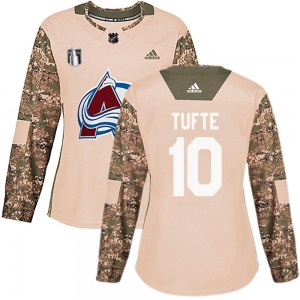Authentic Adidas Women's Riley Tufte Camo Veterans Day Practice 2022 Stanley Cup Final Patch Jersey - NHL Colorado Avalanche