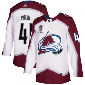 Authentic Adidas Youth Jason Polin White 2020/21 Away 2022 Stanley Cup Champions Jersey - NHL Colorado Avalanche