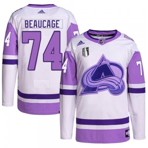 Authentic Adidas Adult Alex Beaucage White/Purple Hockey Fights Cancer Primegreen 2022 Stanley Cup Final Patch Jersey - NHL Colo