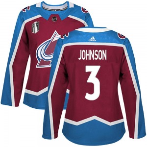 Authentic Adidas Women's Jack Johnson Burgundy Home 2022 Stanley Cup Final Patch Jersey - NHL Colorado Avalanche