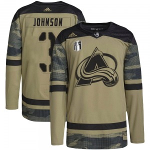 Authentic Adidas Adult Jack Johnson Camo Military Appreciation Practice 2022 Stanley Cup Final Patch Jersey - NHL Colorado Avala