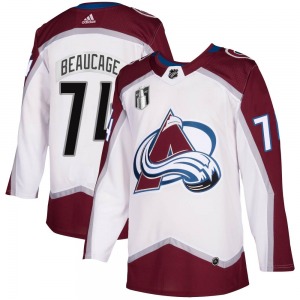 Authentic Adidas Adult Alex Beaucage White 2020/21 Away 2022 Stanley Cup Final Patch Jersey - NHL Colorado Avalanche
