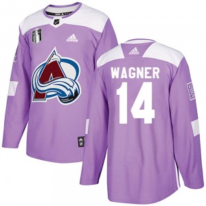 Authentic Adidas Youth Chris Wagner Purple Fights Cancer Practice 2022 Stanley Cup Final Patch Jersey - NHL Colorado Avalanche