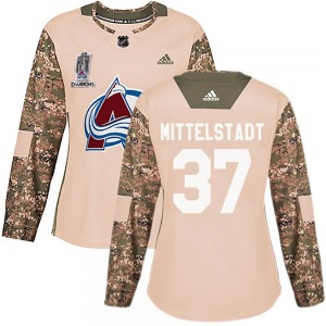 Authentic Adidas Women's Casey Mittelstadt Camo Veterans Day Practice 2022 Stanley Cup Champions Jersey - NHL Colorado Avalanche