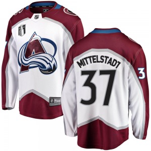 Breakaway Fanatics Branded Adult Casey Mittelstadt White Away 2022 Stanley Cup Final Patch Jersey - NHL Colorado Avalanche