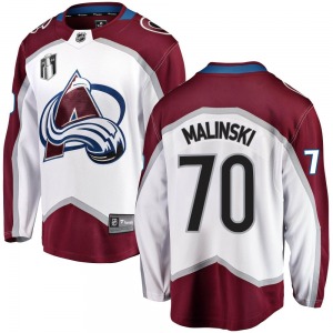 Breakaway Fanatics Branded Youth Sam Malinski White Away 2022 Stanley Cup Final Patch Jersey - NHL Colorado Avalanche