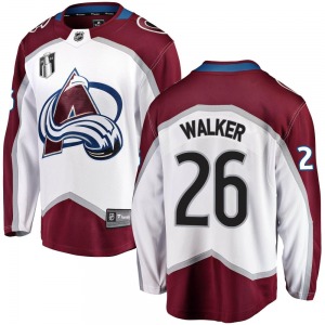 Breakaway Fanatics Branded Youth Sean Walker White Away 2022 Stanley Cup Final Patch Jersey - NHL Colorado Avalanche