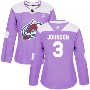 Authentic Adidas Women's Jack Johnson Purple Fights Cancer Practice Jersey - NHL Colorado Avalanche
