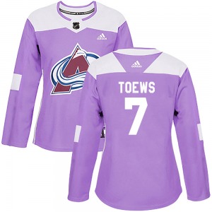 Authentic Adidas Women's Devon Toews Purple Fights Cancer Practice Jersey - NHL Colorado Avalanche